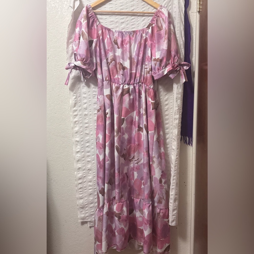 Floral Off-Shoulder Pink Dress